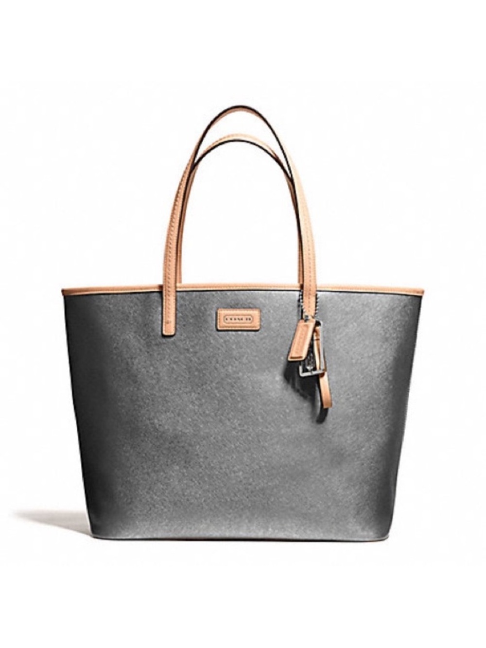 Coach Metallic Gray Tote Bag